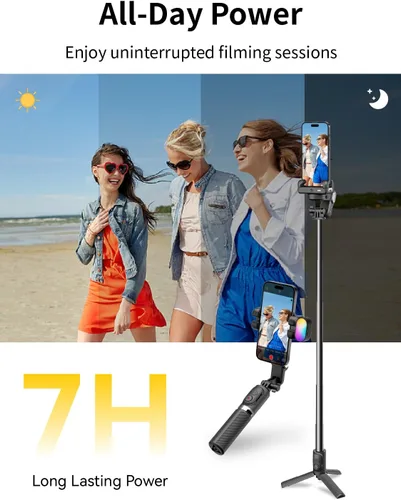 Miniatura 7 de AOCHUAN Estabilizador de cardán para Smartphone, 4 en 1 con rotación de 360° para iPhone/Android, palo para selfies y trípode con seguimiento facial
