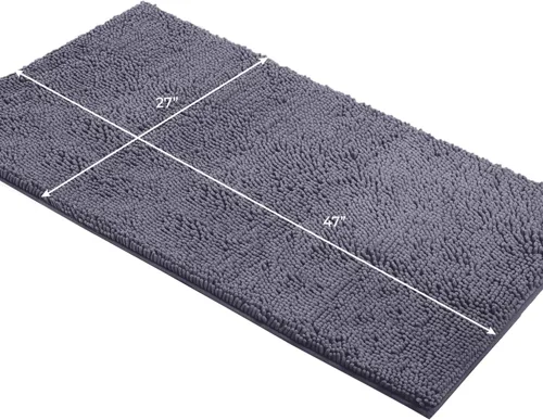 Miniatura 2 de LuxUrux Tapete de microfibra afelpada, de felpilla extrasuave, pelo largo de 1 pulgada, muy absorbente, para baño o ducha, lavar y secar a máquina