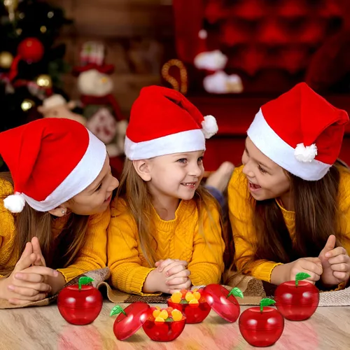 Miniatura 2 de FOMIYES Caja de dulces con forma de manzanas navideñas, 12 unidades, de plástico, con relleno de manzanas, recipientes decorativos para dulces