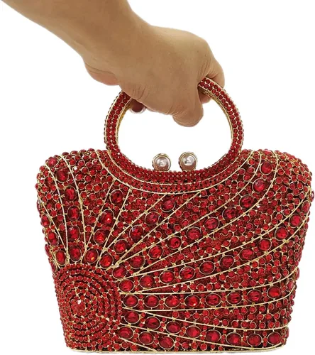 Miniatura 2 de HUANG ZHUANG Elegante cesta de cristal embrague mujeres Rhinestone bolso de noche boda fiesta formal banquete monederos bolso