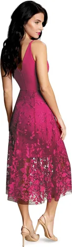 Miniatura 3 de Dress the Population Darleen - Vestido midi sin mangas con escote profundo y acampanado para mujer