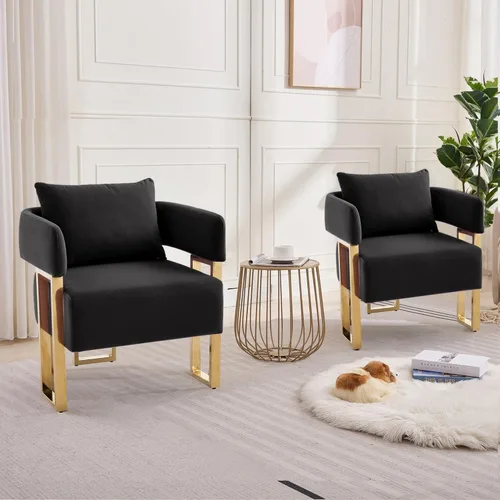 Miniatura 12 de YITAI Sofá Loveseat Moderno Sillas de Acento sin Ruedas, Sillas Laterales para Sala de Estar con Patas de Metal Dorado, Sillones de Lectura