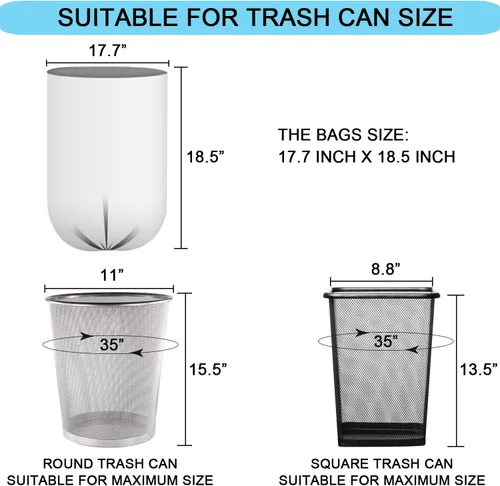 Miniatura 3 de Bolsas de basura pequeñas de plástico de 2 galones, 7.5 litros, bolsas de basura transparentes para el hogar, oficina, baño, 100