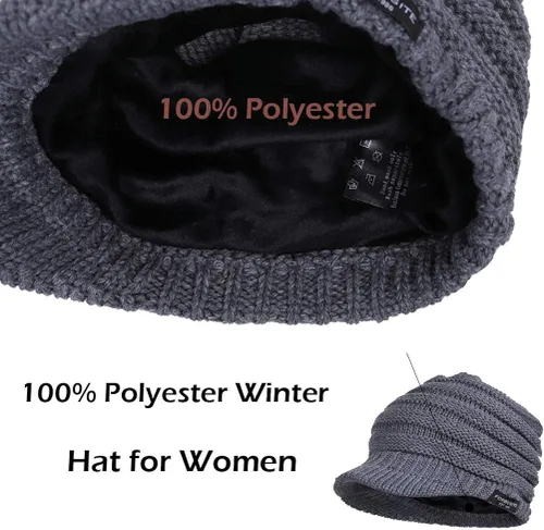 Miniatura 6 de FORBUSITE Gorro de punto cálido para mujer con diseño de cola de caballo para coleta, gorro B085
