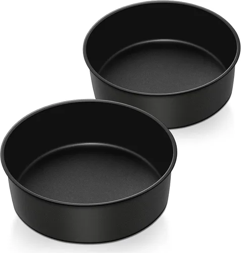 Miniatura 8 de P&P CHEF Molde para tartas de 8 pulgadas, antiadherente, redondo, para hornear, juego de moldes para cumpleaños, bodas, 2.94 pulgadas de profundidad