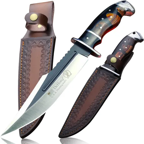 WPKOPYA (Cuchillo de caza DeHong-88, cuchilla fija táctica de 7.1" (aproximadamente 18 cm), funda de cuero incluida, para camping, supervivencia,