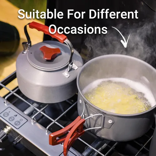 Miniatura 7 de FineFlame Estufa de campamento, estufa de campamento portátil de propano con regulador, botón de encendido instantáneo, quemadores ajustables
