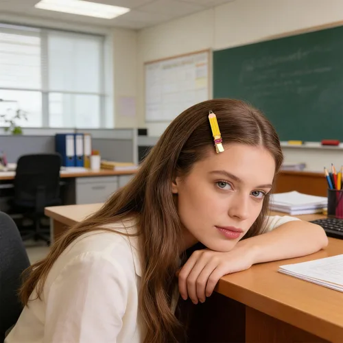 Miniatura 3 de Pinzas para el pelo de lápiz, paquete de 6 pinzas para el pelo para profesores, divertidas pinzas para el cabello de regreso a la escuela