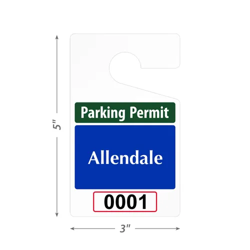 Miniatura 4 de SmartSign Paquete de 50 etiquetas colgantes personalizadas para permiso de estacionamiento con texto en inglés «Add Your Number» 3 x 5 pulgadas
