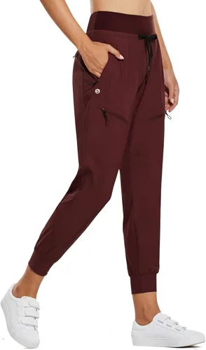 BALEAF Pantalones deportivos ligeros de senderismo para mujer con bolsillos con cremallera cintura alta secado rápido para viajes campamento UPF50