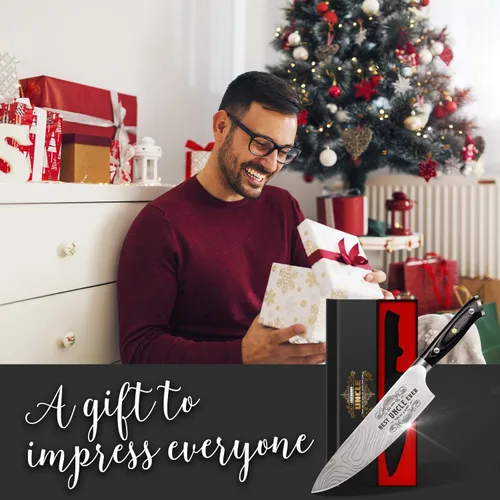 Miniatura 7 de Funistree Best Uncle Ever - Cuchillo de chef profesional alemán de acero inoxidable de alto carbono de 8 pulgadas, regalo para cumpleaños, regalos