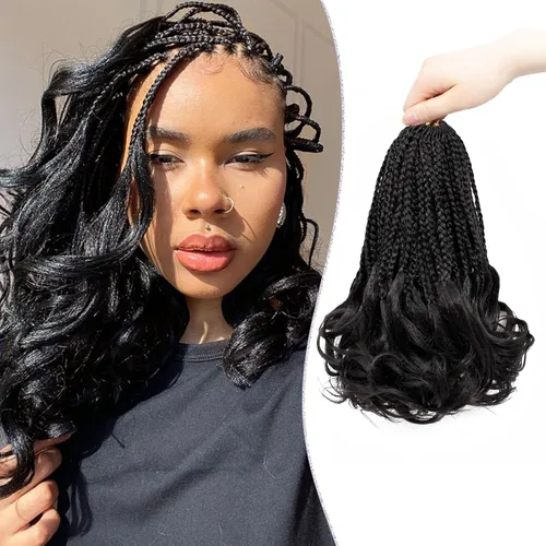 Cabello de ganchillo para mujeres de 10 pulgadas, 8 paquetes de trenzas rizadas francesas con extremos rizados, trenzas de ganchillo cortas tipo