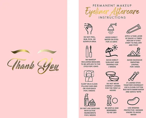Miniatura 6 de BRAWNA 100 tarjetas de agradecimiento para el cuidado posterior del delineador de ojos PMU - Suministros de PMU - Kit de microblading - Negro 2-Negro
