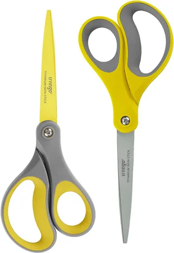Miniatura 10 de LIVINGO Paquete de 2 tijeras antiadherentes de titanio de 8 pulgadas, agarre cómodo profesional de acero inoxidable, multiusos, tijeras rectas