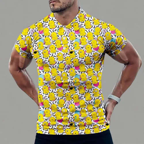 Miniatura 5 de Camisas de golf para hombre, ajuste seco, clásico, gafas de sol, pato, de goma, manga corta, atuendo casual
