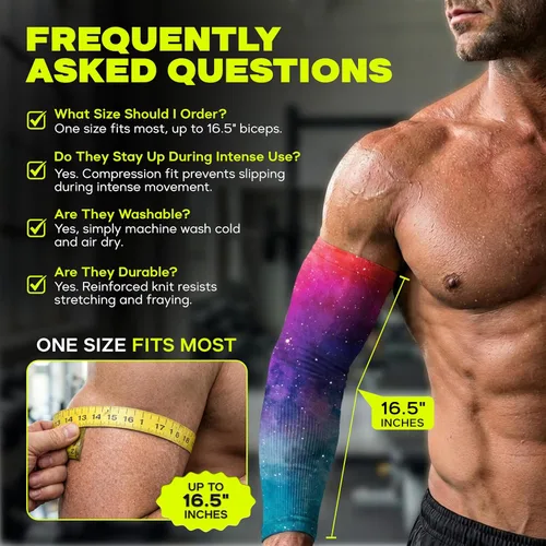Miniatura 8 de ARMORAY Mangas de brazo para hombres y mujeres, protección solar UV, cubierta de tatuajes, manga deportiva para golf, correr, fútbol Verde celestial