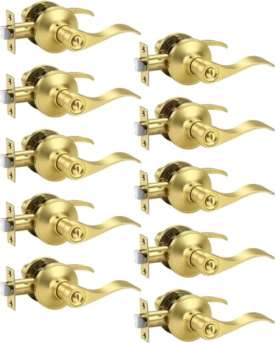 Miniatura 26 de KNOBWELL - Paquete de 2 pomos de puerta de bronce, manijas interiores para puerta de dormitorio y baño, manija de puerta de privacidad sin llave