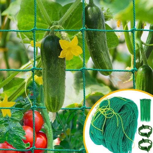 Red de enrejado de jardín para plantas trepadoras al aire libre, red de plantas de 6.6 x 26.2 pies para pepino, tomate, 27 hebras de red de enrejado