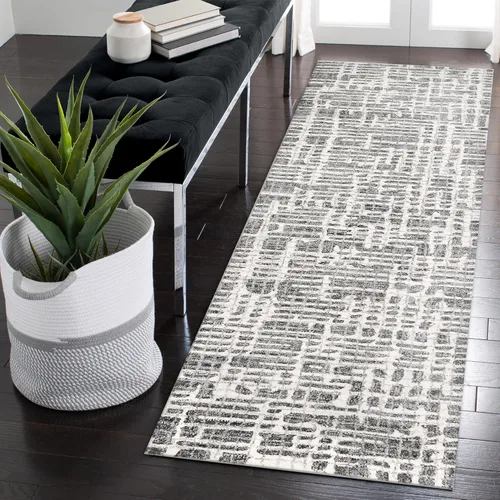 Miniatura 26 de Liora Manne Savannah Grid - Alfombra de lana para interiores, color carbón, 5 pies x 7 pies 6 pulgadas, color gris y negro Gris carbón y negro