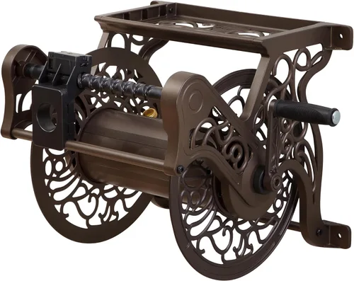 Miniatura 2 de Liberty Garden 707-P - Carrete de manguera decorativo para montaje en pared con guía de plástico, bronce