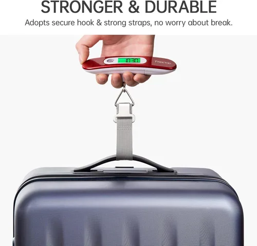 Miniatura 5 de FREETOO Báscula de equipaje portátil digital para maleta, báscula de viaje con función de tara, capacidad de 110 libras