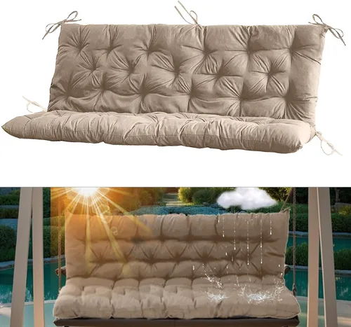 Miniatura 39 de Cojín para columpio de 2-3 plazas, cojines para exteriores con respaldo grueso de 4 pulgadas, almohadilla antidecoloración impermeable para jardín
