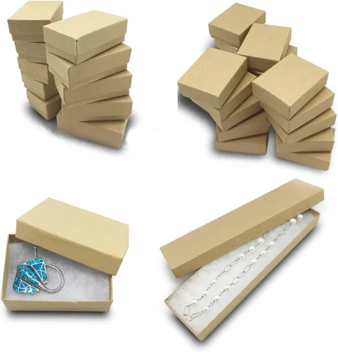 Miniatura 14 de TheDisplayGuys - Paquete de 100 cajas de cartón rellenas de algodón #21 para joyas, caja de regalo, color marrón kraft (2.6 x 1.6 x 1.0 pulgadas)