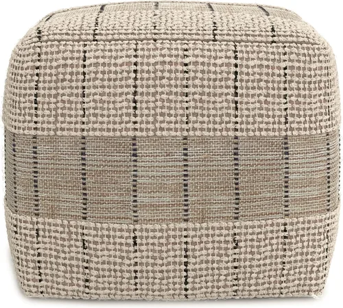 Miniatura 4 de SIMPLIHOME Elmer Puf cuadrado – 18 pulgadas de ancho tejido a mano yute y algodón otomano en color natural y gris, reposapiés contemporáneo