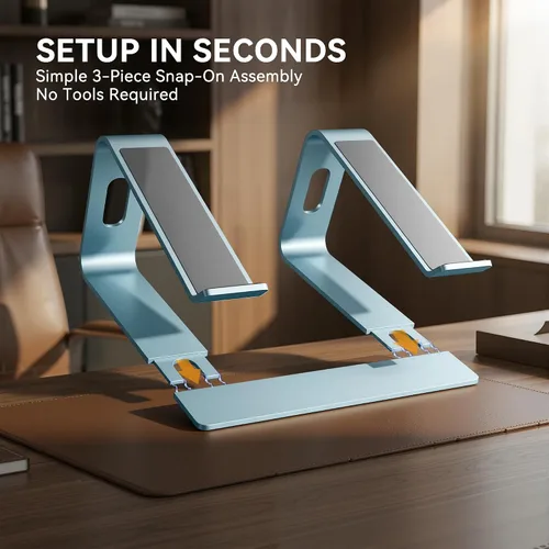 Miniatura 6 de SOUNDANCE Soporte para portátil, elevador de computadora de aluminio, elevador ergonómico para portátiles para escritorio, soporte de metal