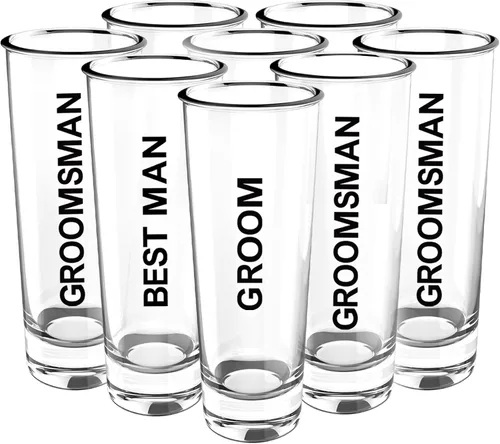 Miniatura 8 de Juego de vasos de chupito para padrinos de boda de 8 a 2 onzas con base pesada para whisky, tequila, vodka, regalos únicos para padrinos de boda