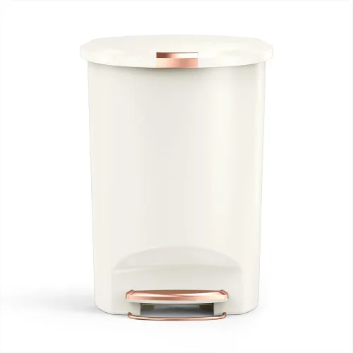 Miniatura 10 de simplehuman Basurero semicircular de 50 litros con tapa de cierre suave para cocina, manos libres, color blanco