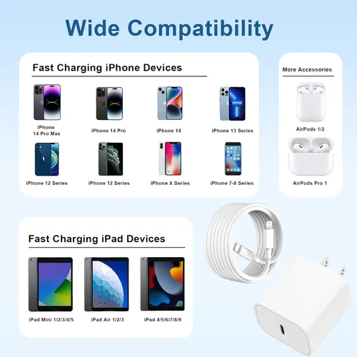 Miniatura 4 de Cargador para iPhone de carga rápida [certificado MFi] USB C con 2 cables USB C a Lightning de 6 pies, compatible con iPhone 14/14 Pro Max/13/13 Pro