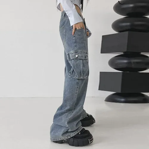 Miniatura 3 de Pantalones vaqueros holgados Grunge Y2K Emo Alt Cargo Pant Fairycore Demin Ropa de pierna ancha Pantalones deportivos Hiphop Streetwear