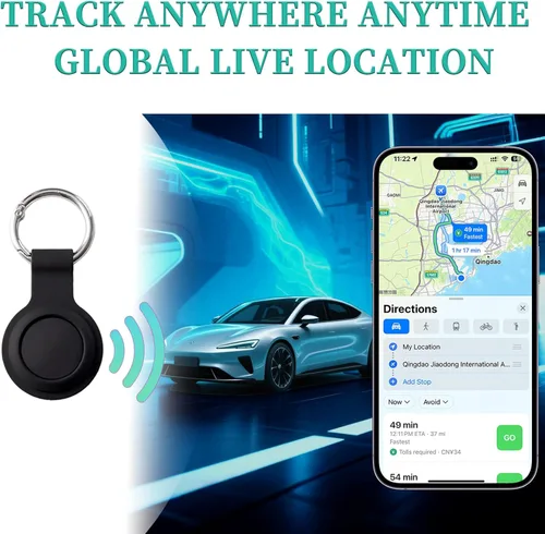 Miniatura 2 de Paquete de 2 rastreadores GPS y 2 llaveros para vehículos que funcionan con Find My (solo iOS) en tiempo real Mini localizador de automóvil oculto