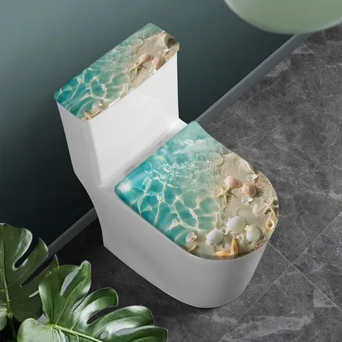 Miniatura 39 de Flashideas Juego de cubierta para tanque y tapa de inodoro con estampados de patas de perro coloridas - Elástico, se adapta a la mayoría de tanques
