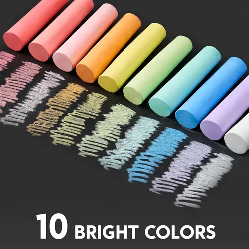 Miniatura 3 de JOYIN Juego de 60 tizas para acera (10 colores), no tóxicas, lavables, para exteriores, juego de tiza gigante para pintar en pizarra, juego de arte