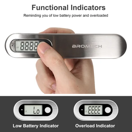 Miniatura 6 de BROMECH Báscula digital de equipaje, báscula de equipaje colgante de 110 libras, báscula de pesaje portátil de maleta de acero inoxidable, báscula
