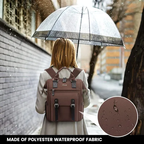 Miniatura 5 de LOVEVOOK - Mochila para laptop, para viaje de trabajo, bolso de enfermera, profesor, médico, viajero, para computadora de negocios, mochila Marrón
