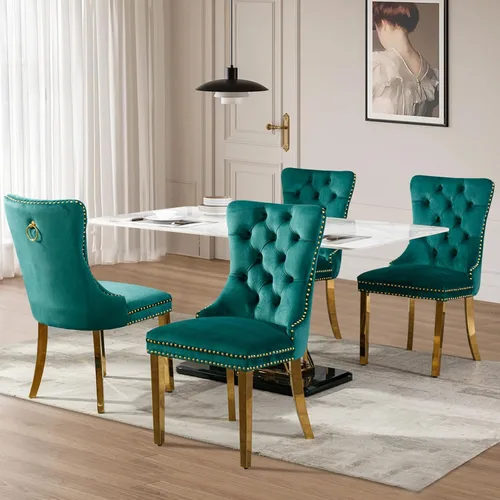 Miniatura 65 de Juego de 2 sillas de comedor tapizadas de tela de lino, sillas de cocina modernas de mediados de siglo con respaldo alto, ribete de cabeza de clavo