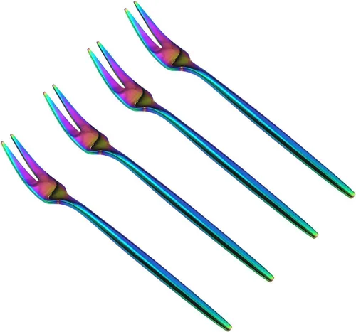 Miniatura 14 de JASHII Lujo 24 piezas de acero inoxidable 18/10 con titanio colorido plateado multicolor cubertería juego de cubiertos, color arco iris, servicio