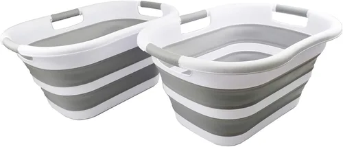 SAMMART Cesta plegable de plástico para la ropa sucia de 30 litros (7.9 galones), contenedor de almacenamiento plegable y organizador, tina de