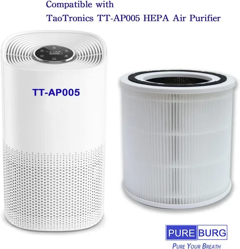 Miniatura 2 de PUREBURG Filtro de repuesto compatible con purificador de aire HEPA TT-AP005, 2 unidades de carbón activado HEPA H13 2 en 1 4 etapas de filtración