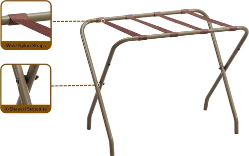Miniatura 2 de KB Designs - Soporte de maleta plegable de metal con acabado dorado para habitación de invitados, hotel, dormitorio Oro
