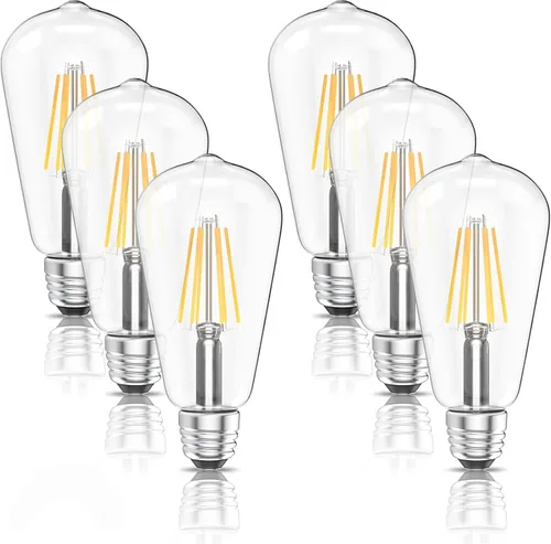 Miniatura 12 de Ralbay Bombillas LED Edison ST48 vintage equivalentes a 60 vatios, paquete de 6, luz blanca natural brillante de 4500 K, bombillas de filamento LED