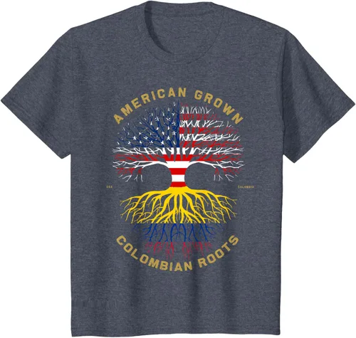 Miniatura 88 de Camiseta de regalo con la bandera de Estados Unidos con árbol de raíces colombianas