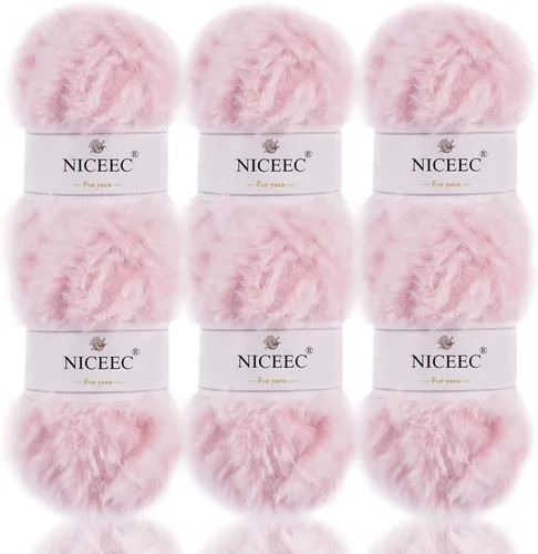 Miniatura 56 de NICEEC Hilo de Pelo Sintético Super Suave, Grueso y Esponjoso, Hilo de Pestañas para Crochet y Tejido (Longitud Total 192m/9.1kg) - Otoño/300g