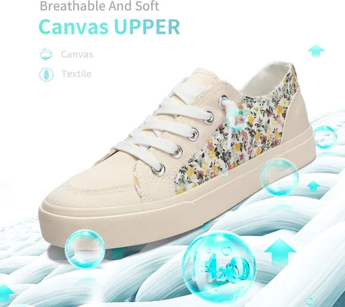 Miniatura 3 de Obtaom Play - Tenis de lona para mujer, color blanco deslavado y estampado de leopardo, sin cordones, a la moda