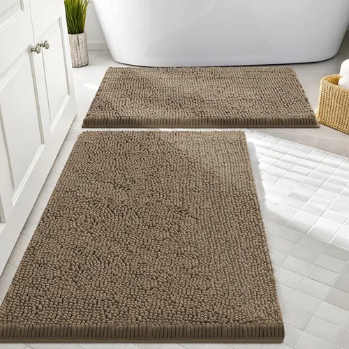 Miniatura 57 de Smiry Juego de 2 alfombras de baño, felpilla suave y absorbente, lavable a máquina, antideslizantes, para bañera, ducha y suelo