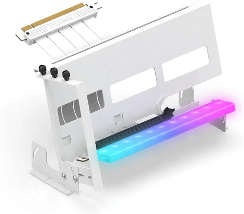 Miniatura 9 de EZDIY-FAB Soporte de montaje de GPU PCIe 4.0 con módulo LED ARGB, ajuste multiángulo con cable elevador, compatible con RTX4090, 4080, 4070ti