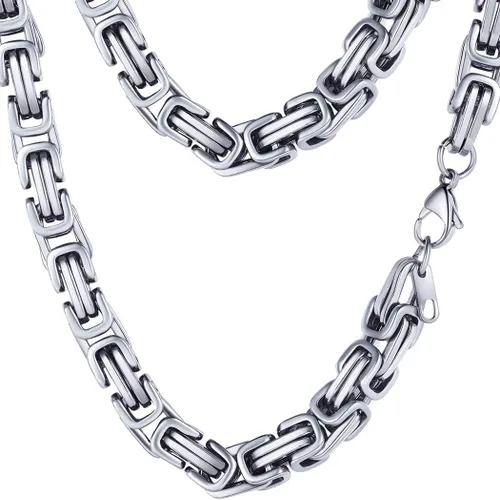 PROSTEEL Collar de acero inoxidable de 0.1570.315 pulgadas para hombres y mujeres, elegante y fresco, cadena bizantina, tono negro, dorado,